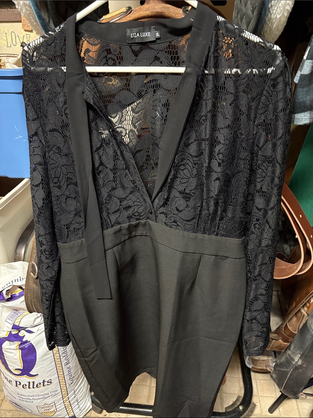 ModCloth Black Lace Midi Dress XL